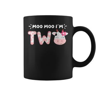Moo Moo I'm Two 2Nd Birthday Outfit Cow Farm Animals Lover Coffee Mug - Monsterry UK