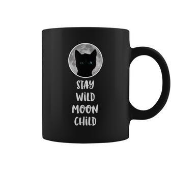 Moon & Cat Head Stay Wild Moon Child Coffee Mug - Monsterry CA