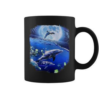 Moon Dolphin Space Dolphins Coffee Mug - Monsterry CA