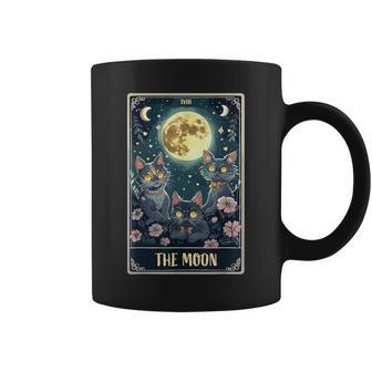 The Moon Tarot Card Three Cats Moon Flower Cute Cat Moon Coffee Mug - Monsterry DE