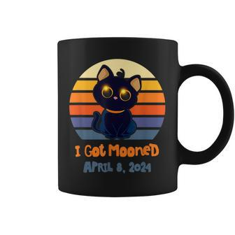 I Got Mooned April 8 2024 Total Solar Eclipse Party Cat Fans Coffee Mug - Seseable