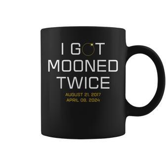 I Got Mooned Twice 2024 Total Solar Eclipse Totality Coffee Mug - Monsterry