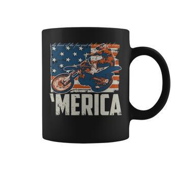 Motocross Racer Dirt Bike Merica American Flag Coffee Mug | Mazezy