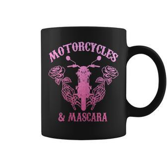 Motorcycles & Mascara Biker Girl Pink Vintage Coffee Mug - Seseable