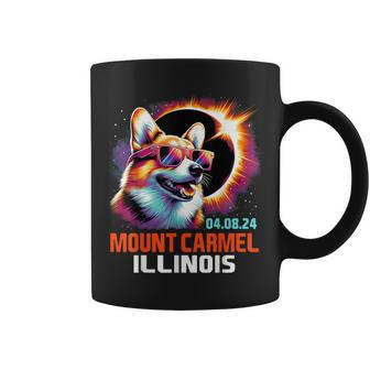Mount Carmel Illinois Total Solar Eclipse 2024 Corgi Dog Coffee Mug - Seseable