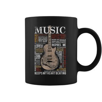 Music Quotes Guitar Keeps My Heart Beating Musician Bass Coffee Mug - Monsterry DE