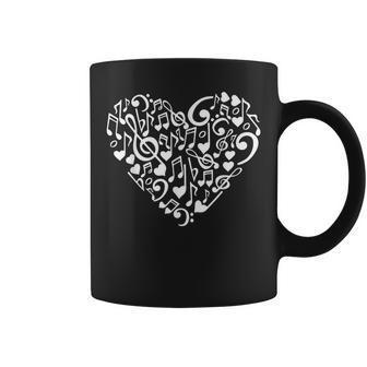Musical Notes Music Lovers Heart Shape Valentines Day Coffee Mug - Monsterry UK