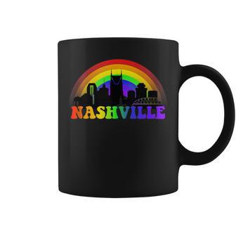 Nashville Pride Lgbtq Gay City Silhouette Rainbow Coffee Mug - Monsterry DE