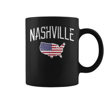 Nashville Tennessee City Pride Usa Flag Distressed Coffee Mug - Monsterry AU