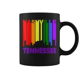 Nashville Tennessee Lgbtq Gay Pride Rainbow Skyline Coffee Mug - Monsterry UK