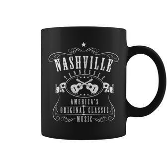 Nashville Vintage Tennessee Country Music City Guitar Coffee Mug - Monsterry DE