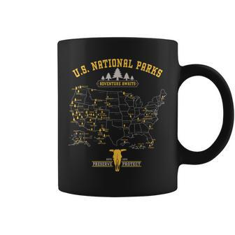National Parks Map Vintage American Hiking Camping Coffee Mug - Monsterry CA