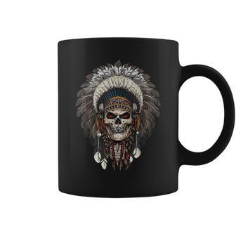 Native American Indian Chief Skull Motorcycle Rider Vintage Coffee Mug - Monsterry AU