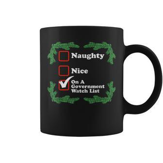 Naughty Nice On A Government Watch List Ugly Christmas Coffee Mug - Thegiftio UK