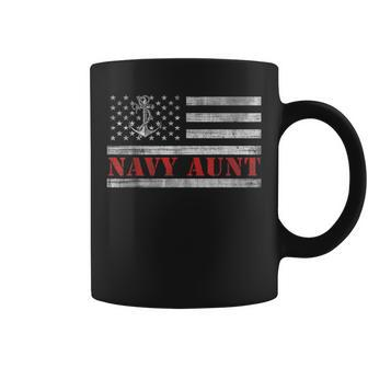 Navy Aunt With American Flag Camo For Veteran Day Coffee Mug - Monsterry