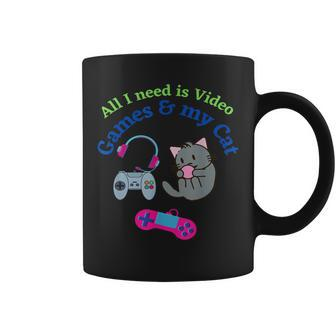 All I Need Is Video Games And My Cat Coffee Mug - Monsterry AU
