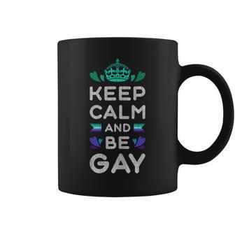 New Blue Gay Male Mlm Pride Flag Keep Calm & Be Gay Coffee Mug - Monsterry CA