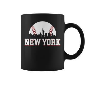 New York City Skyline Downtown Cityscape Baseball Sports Fan Coffee Mug - Monsterry
