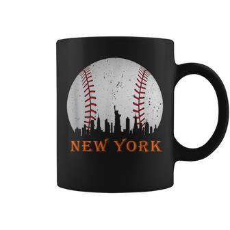 New York Ny Skyline Baseball Vintage Met At Gameday Coffee Mug - Monsterry CA