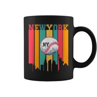 New York Ny Skyline Baseball Vintage Retro Met At Gameday Coffee Mug - Thegiftio UK