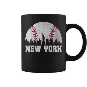 New York Retro Baseball Lover Met At Game Day Coffee Mug | Mazezy