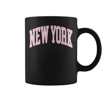 New York Souvenir Pink Retro Preppy Throwback Classic Womens Coffee Mug - Seseable