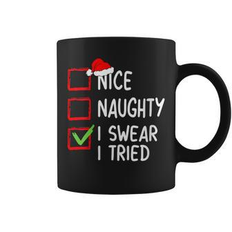 Nice Naughty I Swear I Tried Christmas List Pajama Xmas Coffee Mug - Thegiftio UK
