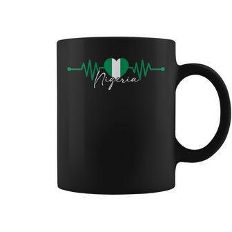 Nigeria Heritage Roots Proud Heartbeat Nigerian Flag Pride Coffee Mug - Thegiftio UK