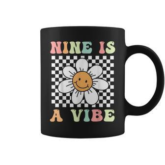 Nine Is A Vibe Cute Groovy 9Th Birthday Party Daisy Flower Coffee Mug - Thegiftio UK