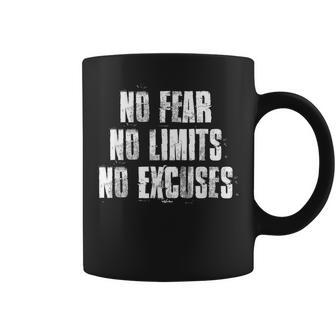 No Fear No Limits No Excuses Motivational Gym Fitness Coffee Mug - Monsterry UK