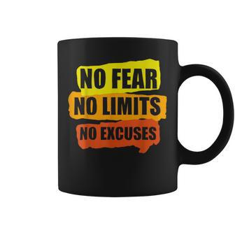 No Fear No Limits No Excuses Workout Coffee Mug - Monsterry UK