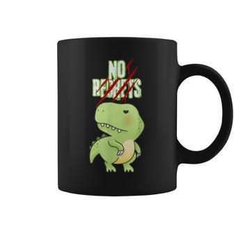 No Regrets Green T-Rex Dinosaur Saying Product Coffee Mug - Monsterry