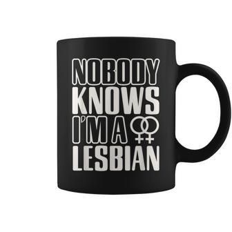 Nobody Knows I'm A Lesbian Adult Lgbtq Support Coffee Mug - Thegiftio UK