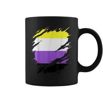 Non-Binary Enby Pride Flag Ripped Coffee Mug - Monsterry AU