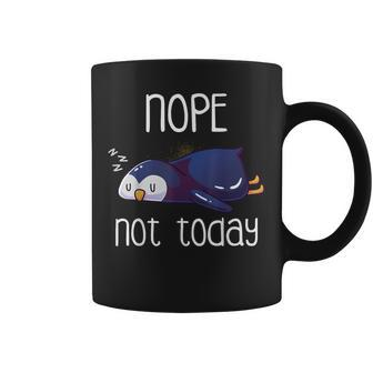 Nope Not Today Sleeping Penguin Cute Sleep Nap Late Riser Coffee Mug - Monsterry