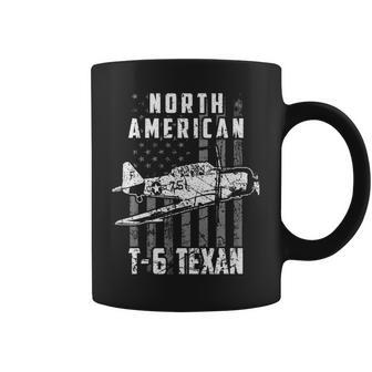 North American T-6 Texan Warbird Us Flag Vintage Aircraft Coffee Mug - Monsterry DE