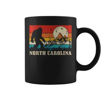 North Carolina Bigfoot Vintage Mountains Hiking Camping Coffee Mug - Monsterry DE