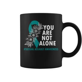 You Are Not Alone Sexual Assault Awareness Month Teal Ribbon Coffee Mug | Mazezy