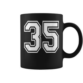 Number 35 Birthday Varsity Sports Team Jersey Coffee Mug - Monsterry