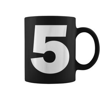 Number 5 Big Bold White Numeral Group Coffee Mug - Monsterry CA