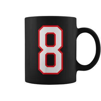 Number 8 Eight Sports Jersey White Red Birthday Number Coffee Mug | Seseable CA