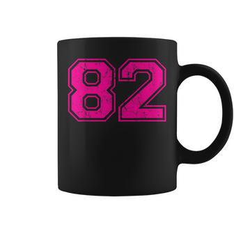 Number 82 Varsity Distressed Vintage Sport Team Player's Coffee Mug - Monsterry DE