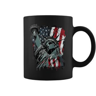 Nyc New York City Statue Of Liberty Usa Flag Graphic Coffee Mug - Monsterry