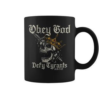 Obey God Defy Tyrants Skull Coffee Mug | Mazezy