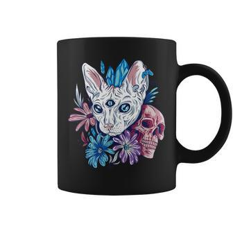 Occult Skull Satanism Sphinx Cat Witches Goth Fan Coffee Mug - Monsterry