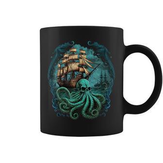 Octopus Kraken Pirate Ship Sailing Coffee Mug - Monsterry UK