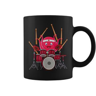 Octopus Playing Drums Music Musician Band Octopus Drummer Coffee Mug - Monsterry UK