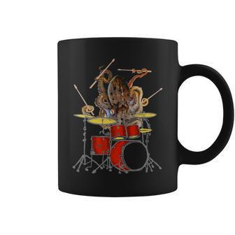 Octopus Playing Drums Unique Drummer Coffee Mug | Mazezy