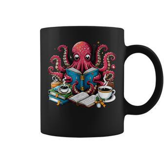 Octopus Reading Book Coffee Lover Bookaholic Bookworm Reader Coffee Mug - Seseable
