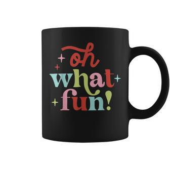 Oh What Fun Retro Christmas Groovy Xmas Holiday Matching Coffee Mug | Mazezy